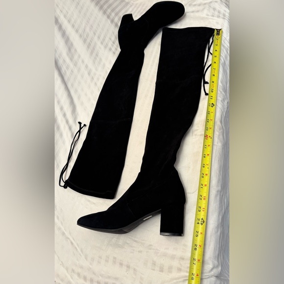 Stuart Weitzman Boots Over the Knee Tieland Black Suede 3" Heel Size 8.5 B - Picture 11 of 13